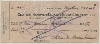 1937 French Writer And Nobel Prize Recipient Romain Rolland Endorsed Check