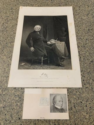 Henry Clay Autograph Signature And Steel Engraving