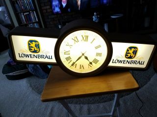 Lowenbrau 1985 Light Up Beer Hall Sign And Clock