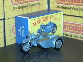 Matchbox Lesney Triumph Motorcycle & S/c 4 C1 16.  5x72 Bpt Sc3 Vnm & Crafted Box