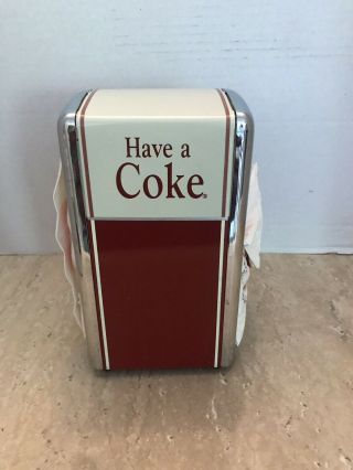 Coca Cola Have A Coke Napkin Holder Dispenser Metal Chrome 1992 W Napkins 2