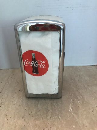 Coca Cola Have A Coke Napkin Holder Dispenser Metal Chrome 1992 W Napkins 3