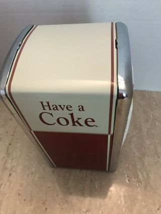 Coca Cola Have A Coke Napkin Holder Dispenser Metal Chrome 1992 W Napkins 4