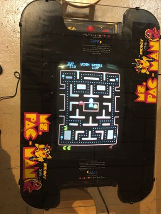 Bally Midway Ms.  Pac Man Cocktail Table Arcade Game With 2 Stools 11