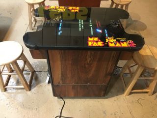 Bally Midway Ms.  Pac Man Cocktail Table Arcade Game With 2 Stools 3