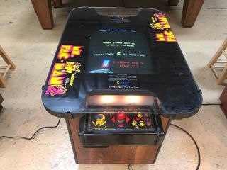 Bally Midway Ms.  Pac Man Cocktail Table Arcade Game With 2 Stools 4