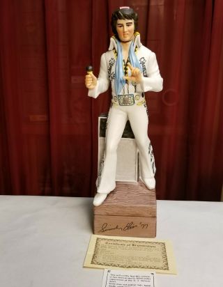 Elvis Mccormick Distilling Bourbon Music Box Figurine Empty Decanter 1977