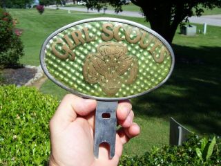 1920 ‘s - 1930s Vintage Girl Scouts License Plate Topper Ford Gm Chevy