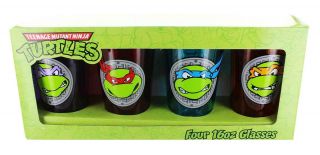 Teenage Mutant Ninja Turtles Faces 16oz Pint Glass 4 - Pack