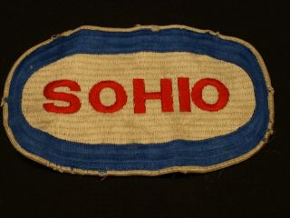 Vintage Sohio Embroidered Cloth 4.  75 " X 8 " Oval Service Station Ad Jacket Patch