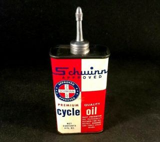 Schwinn Approved Cycle Oil Handy Oiler Lead Top Tin Can Rare Old Advertising 50s