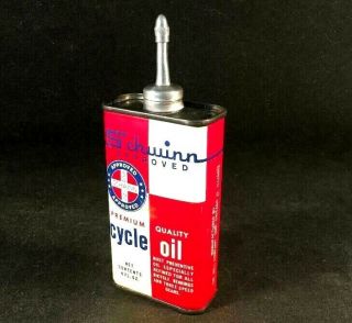 SCHWINN APPROVED CYCLE OIL HANDY OILER LEAD TOP TIN CAN Rare Old Advertising 50s 2