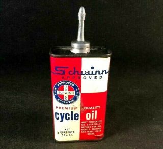 SCHWINN APPROVED CYCLE OIL HANDY OILER LEAD TOP TIN CAN Rare Old Advertising 50s 4