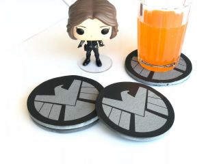 Agents Of Shield Rounded Logo Slate Coasters - Set Of 4