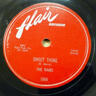 Rams Aka Flairs Doo - Wop 78 Sweet Thing Vg,  B/w Rock Bottom Vg,  On Flair Rj 106