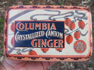 Vintage Columbia Crystallized Canton Ginger Austin Nichols & Co.  N.  Y.  Spice Tin