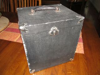Antique 78 Rpm Carrying Case Wood W/leather Handle 1910s
