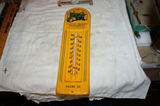 Antique Rare John Deere Advertising Thermometer,  Floyd Mesch Imp.  Stanton,  Nebr