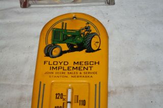 Antique Rare John Deere Advertising Thermometer,  Floyd Mesch Imp.  Stanton,  Nebr 4