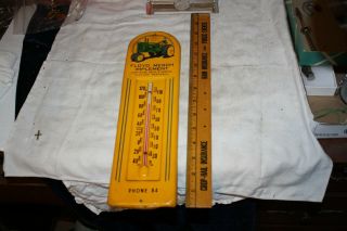 Antique Rare John Deere Advertising Thermometer,  Floyd Mesch Imp.  Stanton,  Nebr 7