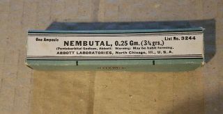 Antique Medicine Bottle Nembutal Ampule Ampoules Abbott Laboratories