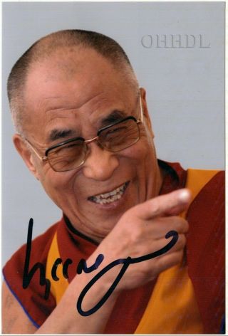 Tenzin Gyatso Photograph Signed 2012 14th Dalai Lama Autograph Colour Ohhdl