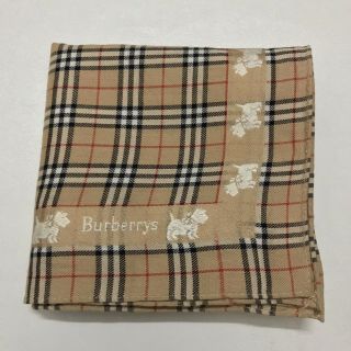 Burberry Handkerchief Beige Cotton Hankie Pocket Men Women Unisex 18.  5 X 17.  5