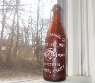 PABST BREWING CO BALTIMORE BRANCH 1890s PRE PRO BLOB TOP AMBER BEER BOTTLE 3