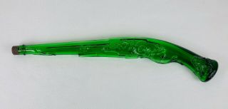 Vintage Embossed Green Glass Shot Gun Rifle Liquor Decanter 16 "