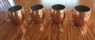 A29 Moscow Mule 100 Solid Copper Mug Set Of 4 Hammered 16 Ounce Cocktail Cups