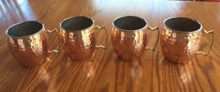 A29 Moscow Mule 100 Solid Copper Mug Set of 4 Hammered 16 ounce Cocktail Cups 2