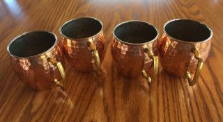 A29 Moscow Mule 100 Solid Copper Mug Set of 4 Hammered 16 ounce Cocktail Cups 3