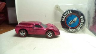Vintage Hot Wheels Red Lines Usa 1968 Ford J - Car [rose] W/button