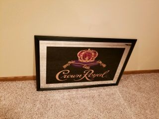 Rare Authentic Promo Large Crown Royal Whiskey Mirror W/ Black Wooden Sign L@@k
