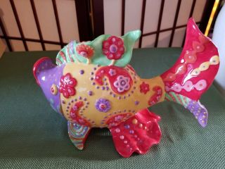 Westland Giftware Fish Outta Water Ceramic Hand Painted Fish Paisley Flowers