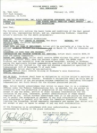Christina Applegate Married With Children Vintage 1990 Signed Contract