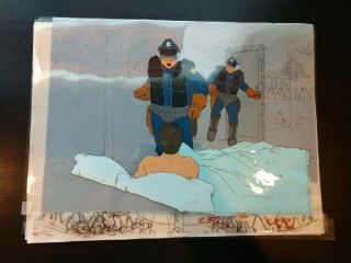 1981 Heavy Metal Film Animation Art Cel Harry Canyon Bed W/police Seal Stamp