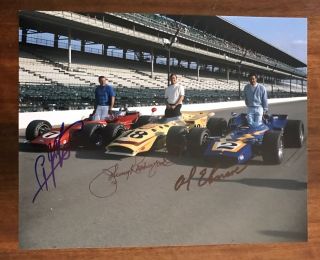 Al Unser Rutherford Aj Foyt Signed Indy 500 Front Row 8x10 Photo 1970 Autograph