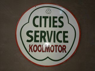 Old Cities Service Koolmotor Enamel Porcelain Sign Size 30 " Inches 2 Sided