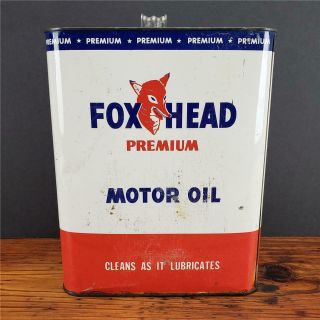 Vintage 2 Gallon Foxhead Motor Oil Metal Can Brooklyn,  Ny