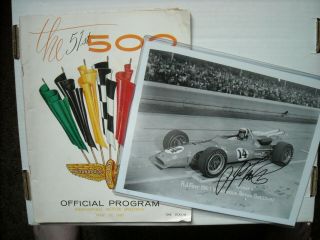 1967 Indy 500 Program And Signed Aj Foyt Photo