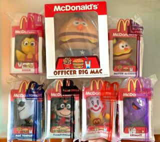 Mcdonald Ronald Hamburglar Grimace Birdie Officer Big Mac Mayor Plush Doll Set C