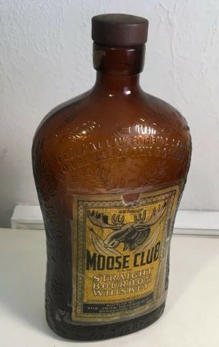 Vintage Whiskey Bottle Moose Club Bottled By The John Heidsik Co.  Barberton Ohio