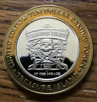 Treasure Island Las Vegas $10 Ten Dollar Gaming Token.  999 Fine Silver Coin