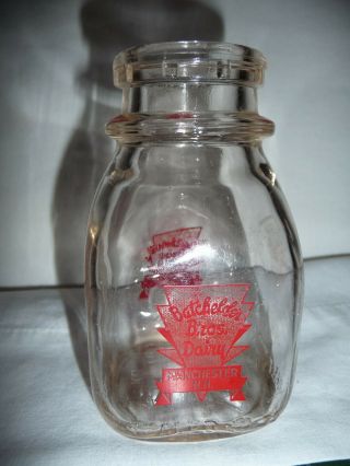 Vintage School Size 1/2pt Milk Bottle Batchelder Bros Dairy Manchester Nh Redacl