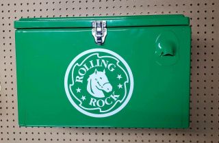 Rare Rolling Rock Beer Retro Green Cooler Sign W/ Bottle Opener