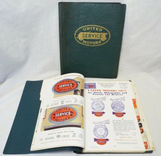 2 Old 1930s United Service Motors Advertising Salesman Sample Manuals Book Signs