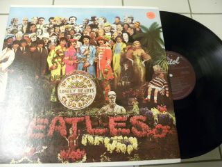 The Beatles Sgt.  Peppers Lonely Hearts Club Band Lp Near With Poster