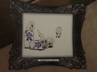 Pbr Pabst Blue Ribbon Art 2012 Pink Elephants Come Home Beer Tacker Sign
