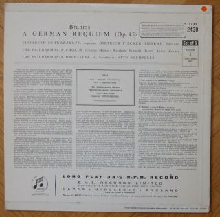 Columbia B/S - SAX 2430/1 - Klemperer - Brahms - A German Requiem 2